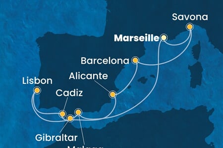 Costa Diadema - Francie, Itálie, Španělsko, Portugalsko, Velká Británie (z Marseille)
