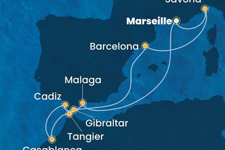 Costa Diadema - Francie, Itálie, Španělsko, Maroko, Velká Británie (z Marseille)
