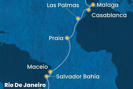 Costa Diadema - Brazílie, Španělsko, Maroko, Portugalsko (z Rio de Janeira)