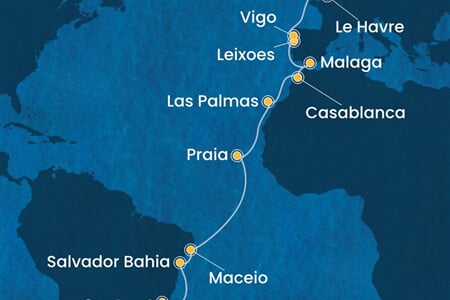 Costa Diadema - Brazílie, Španělsko, Maroko, Portugalsko, Francie, ... (Santos)