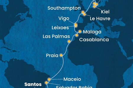 Costa Diadema - Brazílie, Španělsko, Maroko, Portugalsko, Francie, ... (Santos)