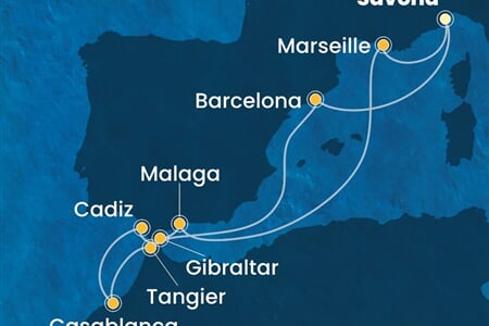 Costa Diadema - Itálie, Španělsko, Maroko, Velká Británie, Francie (ze Savony)