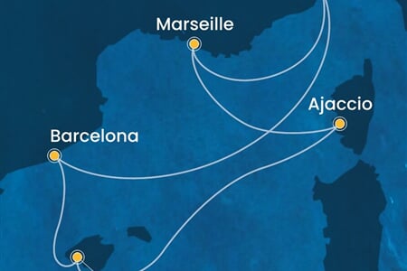 Costa Favolosa - Itálie, Španělsko, Francie (ze Savony)