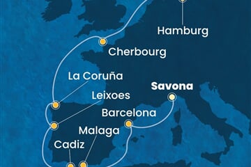 Costa Favolosa - Itálie, Španělsko, Portugalsko, Francie, Německo (ze Savony)