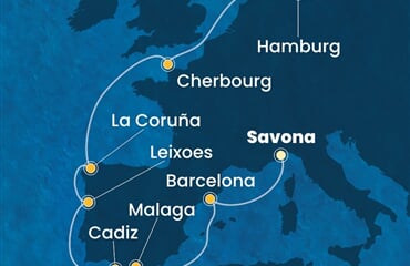 Costa Favolosa - Itálie, Španělsko, Portugalsko, Francie, Německo (ze Savony)