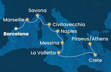 Costa Pacifica - Španělsko, Francie, Itálie, Malta, Řecko (z Barcelony)
