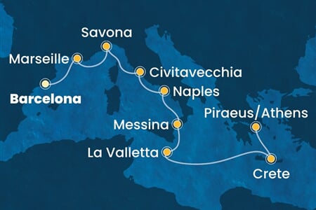 Costa Pacifica - Španělsko, Francie, Itálie, Malta, Řecko (z Barcelony)
