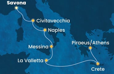 Costa Pacifica - Itálie, Malta, Řecko (ze Savony)