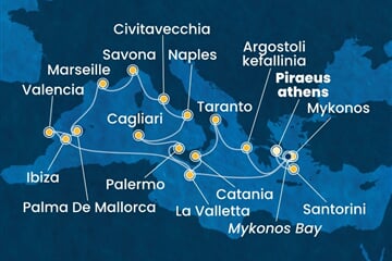 Costa Serena - Řecko, Malta, Španělsko, Francie, Itálie (z Pirea)