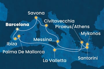 Costa Serena - Španělsko, Malta, Řecko, Itálie (z Barcelony)