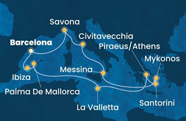 Costa Serena - Španělsko, Malta, Řecko, Itálie (z Barcelony)