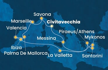 Costa Serena - Řecko, Malta, Španělsko, Francie, Itálie