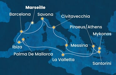 Costa Serena - Francie, Španělsko, Malta, Řecko, Itálie (z Marseille)