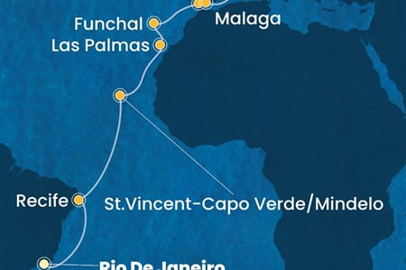 Costa Serena - Brazílie, Kapverdy, Španělsko, Portugalsko (z Rio de Janeira)