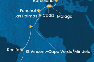 Costa Serena - Brazílie, Kapverdy, Španělsko, Portugalsko, Francie (z Rio de Janeira)