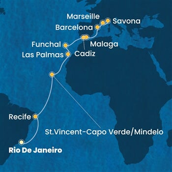 Trasa plavby CSE-RIO19A08