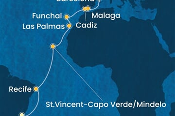 Costa Serena - Brazílie, Kapverdy, Španělsko, Portugalsko, Francie, ... (z Rio de Janeira)