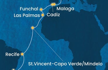 Costa Serena - Brazílie, Kapverdy, Španělsko, Portugalsko, Francie, ... (z Rio de Janeira)