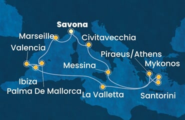 Costa Serena - Itálie, Řecko, Malta, Španělsko, Francie (ze Savony)