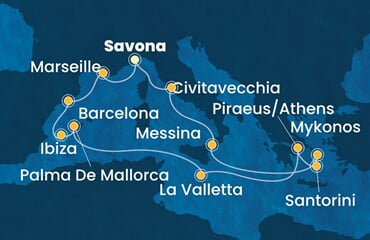 Costa Serena - Itálie, Francie, Španělsko, Malta, Řecko (ze Savony)