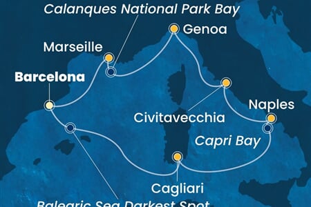 Costa Smeralda - Španělsko, Itálie, Francie (z Barcelony)