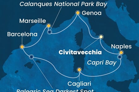 Costa Smeralda - Itálie, Francie, Španělsko (z Civitavecchie)