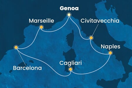 Costa Smeralda - Itálie, Francie, Španělsko (z Janova)