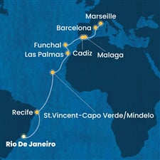 Costa Serena - Brazílie, Kapverdy, Španělsko, Portugalsko, Francie (z Rio de Janeira)