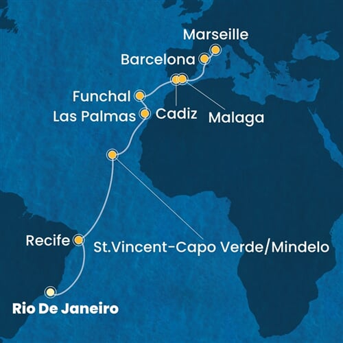 Trasa plavby CSE-RIO18A0F