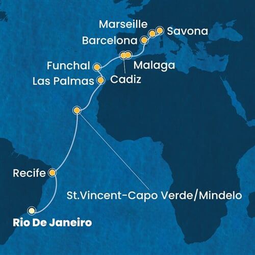 Trasa plavby CSE-RIO19A08