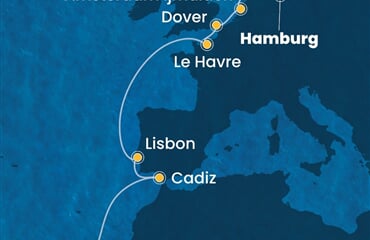 Costa Favolosa - Německo, Nizozemí, Velká Británie, Francie, Portugalsko, ... (Hamburk)