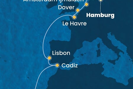 Costa Favolosa - Německo, Nizozemí, Velká Británie, Francie, Portugalsko, ... (Hamburk)