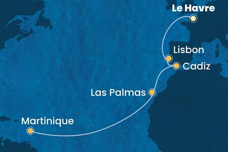 Costa Favolosa - Francie, Portugalsko, Španělsko, Nizozemské Antily (Le Havre)
