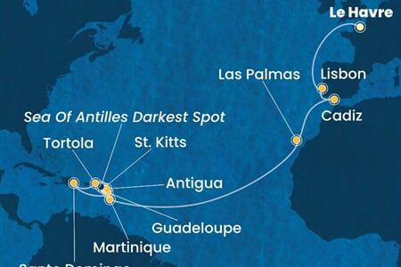 Costa Favolosa - Francie, Portugalsko, Španělsko, Nizozemské Antily, Panenské o. (britské), ... (Le Havre)