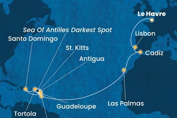 Costa Favolosa - Francie, Portugalsko, Španělsko, Nizozemské Antily, Panenské o. (britské), ... (Le Havre)