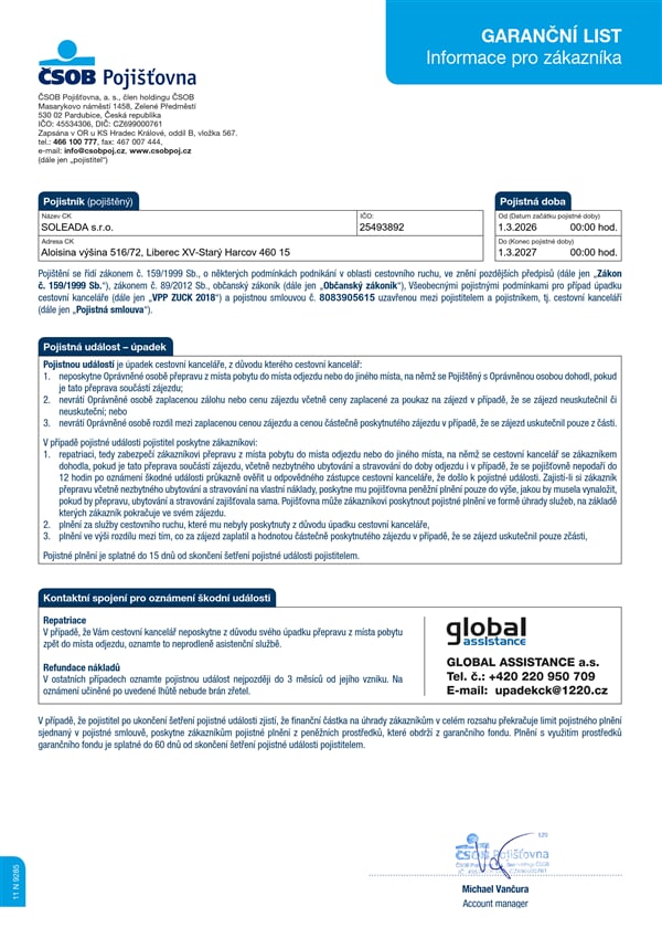 Garanční list SOLEADA 2026 27 (2480×3508) Garanční list SOLEADA 2026 27