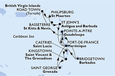 MSC VIRTUOSA - Martinique, Guadeloupe, Brit Virgin-szigetek, Holland Antillák, Saint Kitts és Nevis, ... (a Fort-de-France-ből)