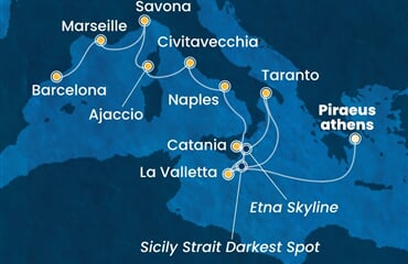 Costa Serena - Řecko, Malta, Itálie, Francie, Španělsko (z Pirea)