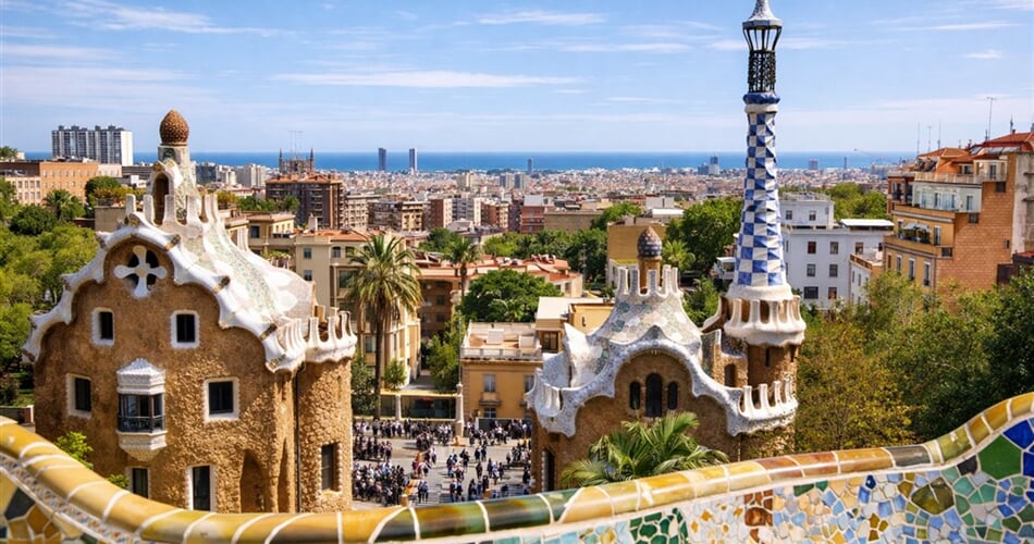 Španělsko - park Güell a výhled na Barcelonu