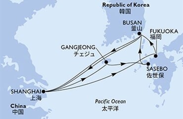 MSC Bellissima - Čína, Jižní Korea, Japonsko (ze Šanghaje)
