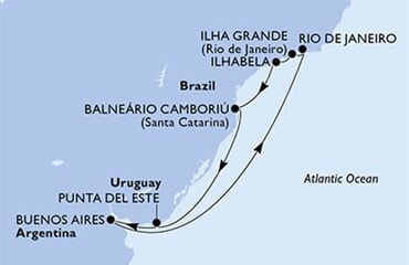 MSC Splendida - Brazílie, Uruguay, Argentina (z Rio de Janeira)