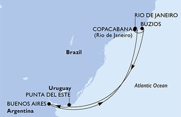 MSC Splendida - Brazílie, Uruguay, Argentina (z Rio de Janeira)
