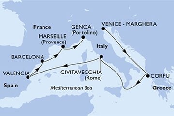 MSC LIRICA - Olaszország, Görögország, Spanyolország, Franciaország (a Velence-ből)