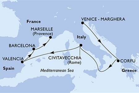 MSC LIRICA - Olaszország, Görögország, Spanyolország, Franciaország (a Velence-ből)