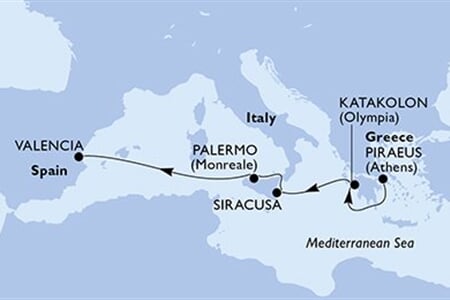 MSC SINFONIA - Görögország, Olaszország, Spanyolország (a Pireusz-ből)