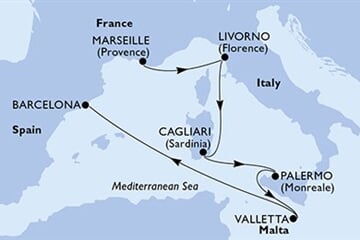MSC SPLENDIDA - Franciaország, Olaszország, Málta, Spanyolország (a Marseille-ből)