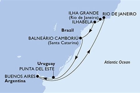 MSC SPLENDIDA - Brazília, Uruguay, Argentína (a Rio de Janeiro-ből)