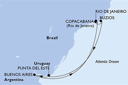 MSC SPLENDIDA - Brazília, Uruguay, Argentína (a Rio de Janeiro-ből)
