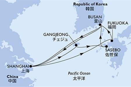 MSC BELLISSIMA - Čína, Jižní Korea, Japonsko (ze Šanghaje)