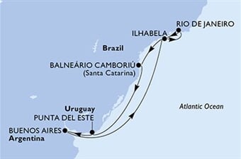 MSC Splendida - Brazílie, Uruguay, Argentina (z Rio de Janeira)